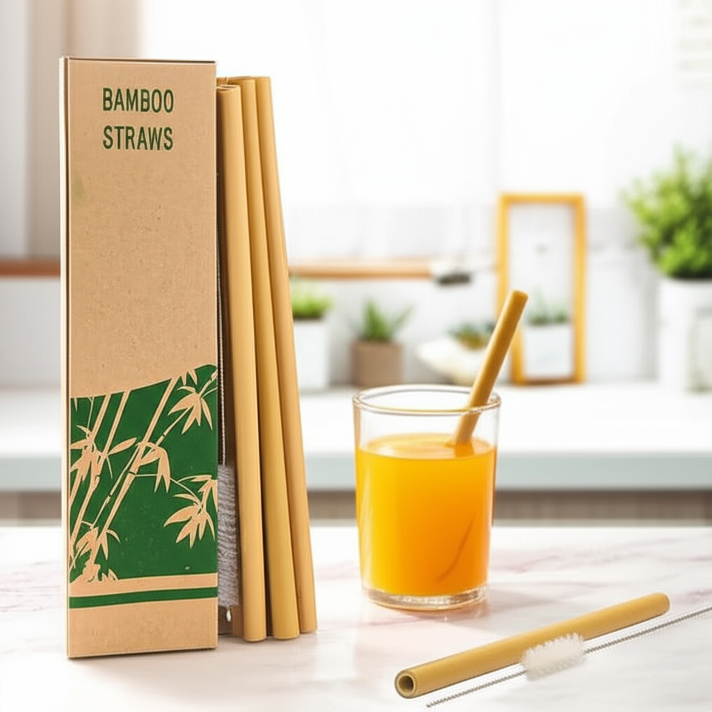 Pailles Réutilisables en Bambou – Set Écologique & Naturel