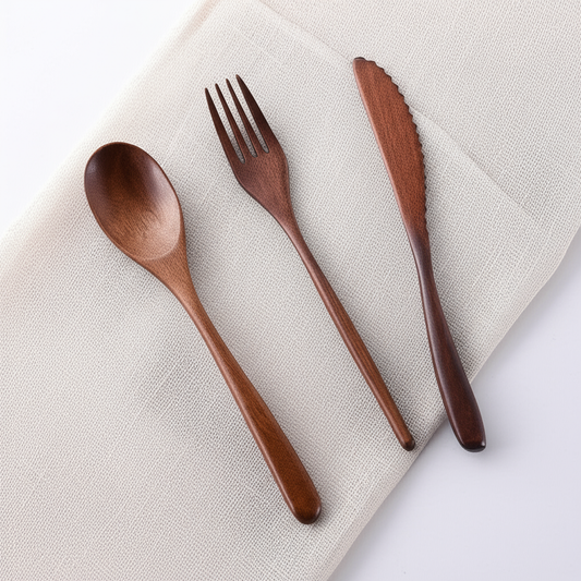 Set de Couverts Réutilisables en Bambou – Étui de Transport Inclus