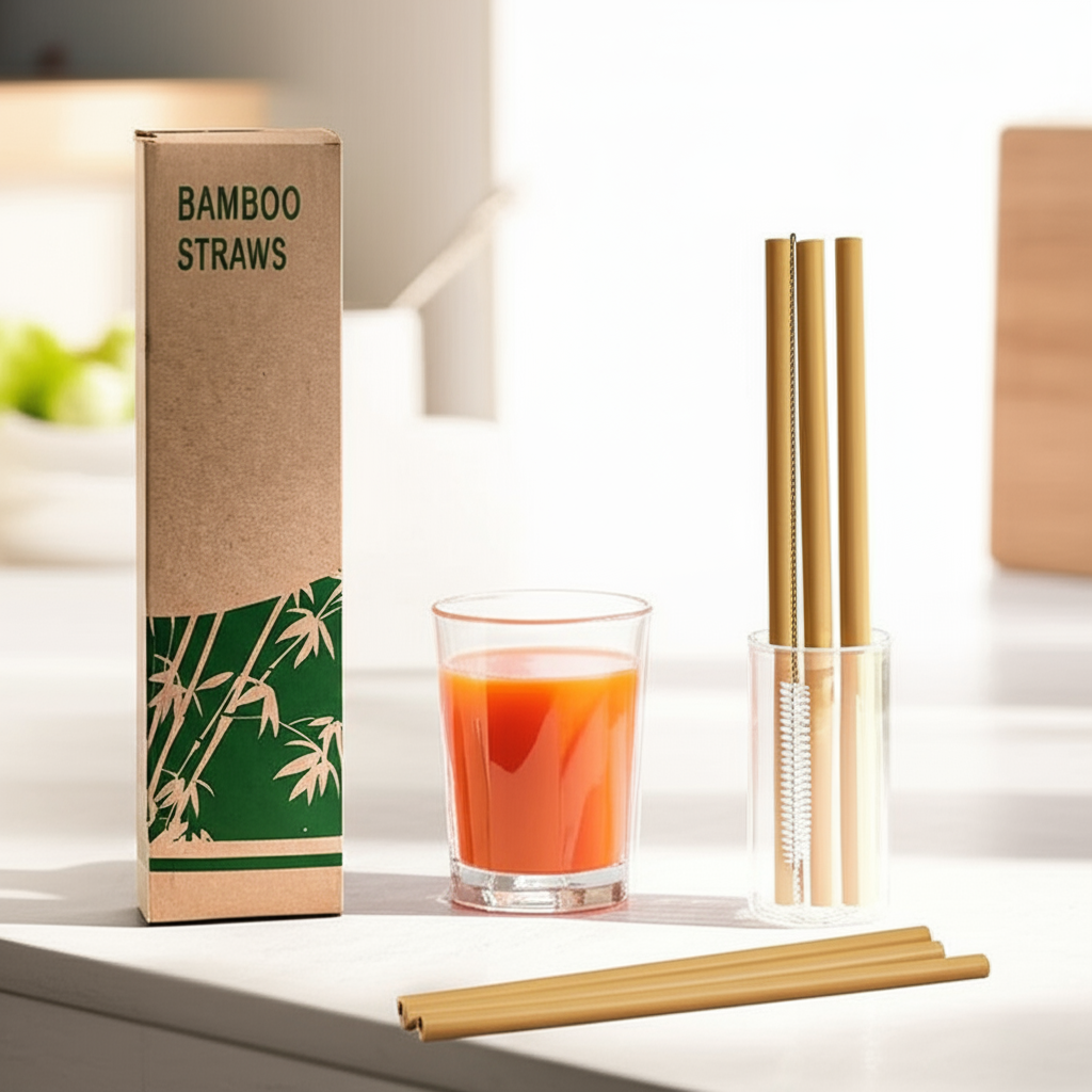 Pailles Réutilisables en Bambou – Set Écologique & Naturel
